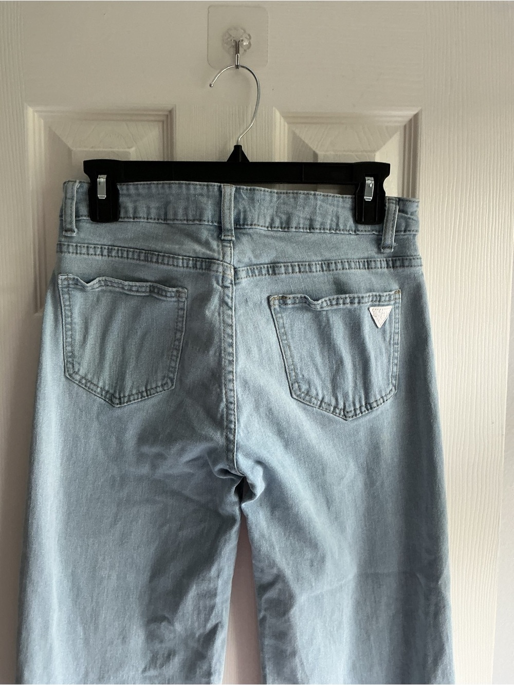 Light Blue Women's Straight-Leg Jeans with Subtle Embroidered Details r - Picture 3 of 14
